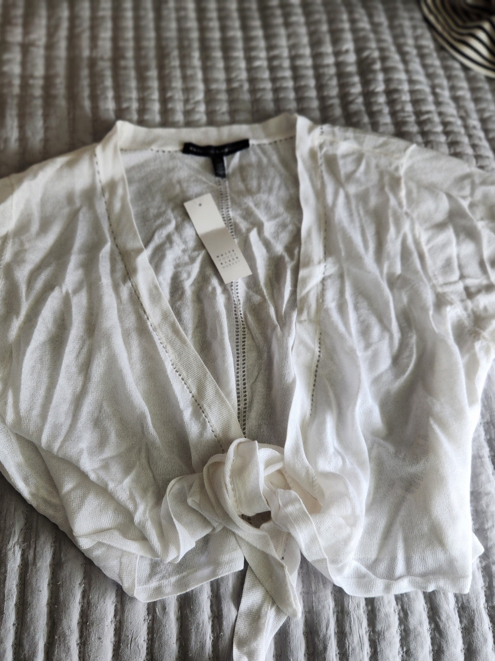 White House Black Market White Tie-Front Cardigan